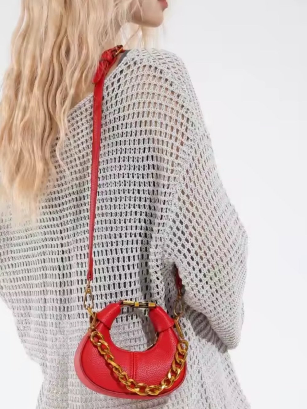 Kohl's Red Mini Crossbody with Gold Chain